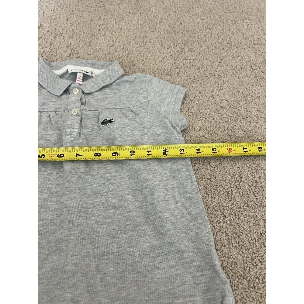 Lacoste Girls Gray‎ Heather Pique Polo Shirt Collared Short Sleeve Size 6